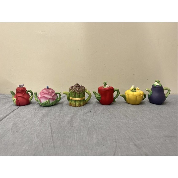 Teapot Vintage AVON Seasons Treasures Miniature Fine Collectible Lot of 6 Chrty - Picture 1 of 16